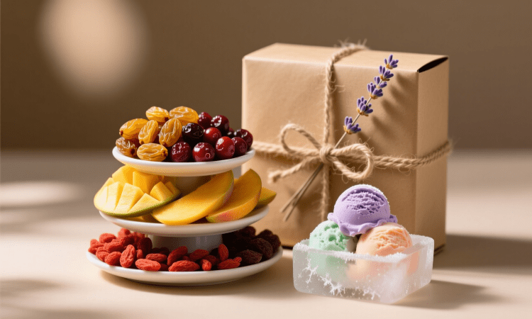 هدیه سالم با میوه خشک و بستنی خشک