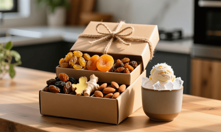 هدیه سالم با میوه خشک و بستنی خشک