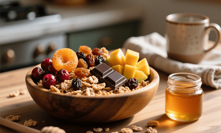 راهکارهای ترکیب میوه خشک با غلات و شکلات برای اسنک سالم