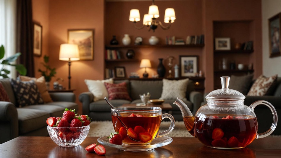 دمنوش گیاهی با توت فرنگی