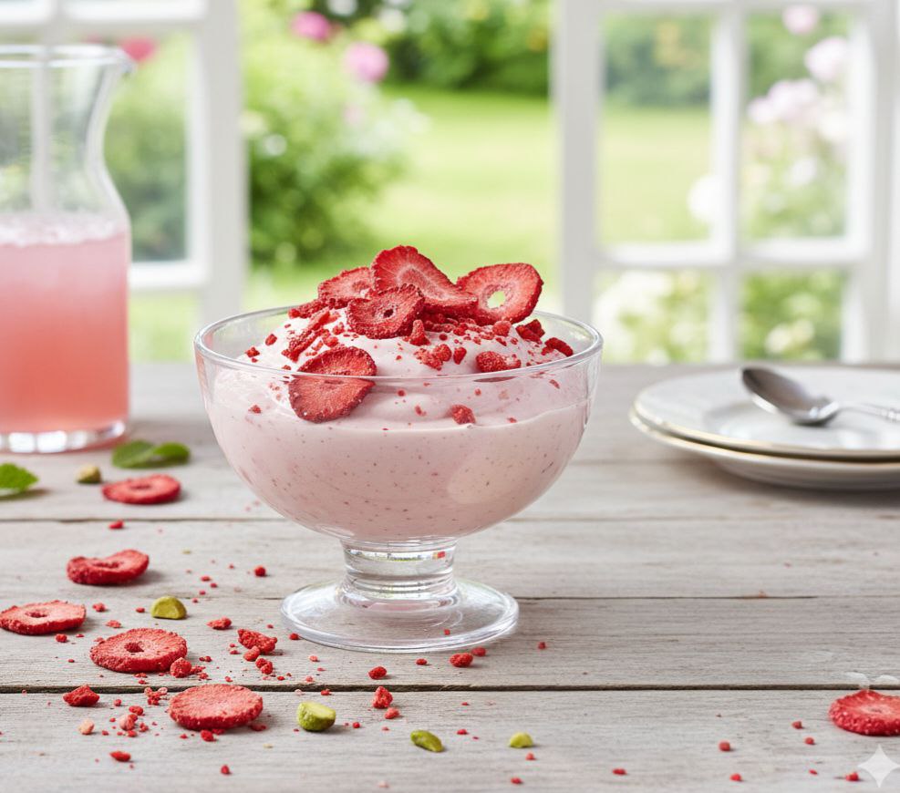 دسر پودینگ با توت فرنگی خشک